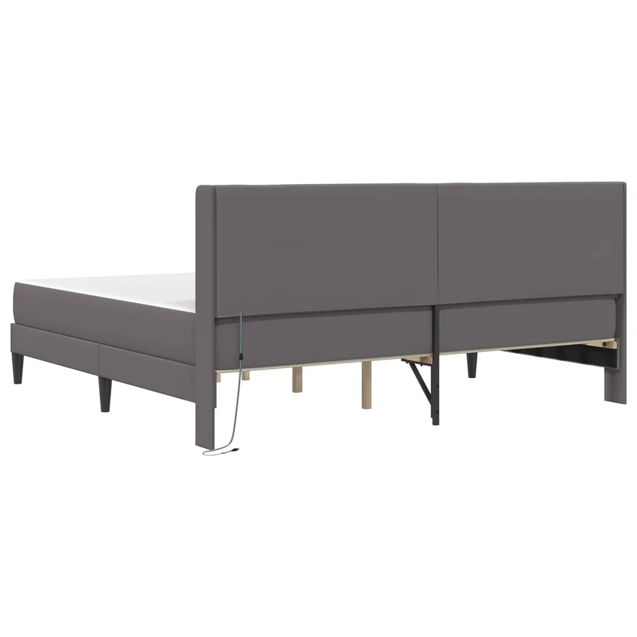 Cadre de lit avec matelas Gris 200 x 200 cm Simili cuir - 10