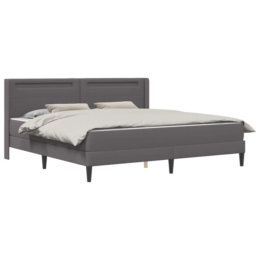 Cadre de lit avec matelas Gris 200 x 200 cm Simili cuir - 3
