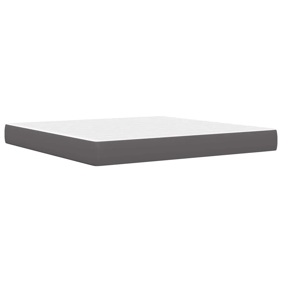 Cadre de lit avec matelas Gris 200 x 200 cm Simili cuir - 7