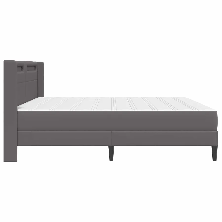 Cadre de lit avec matelas Gris 200 x 200 cm Simili cuir - 9