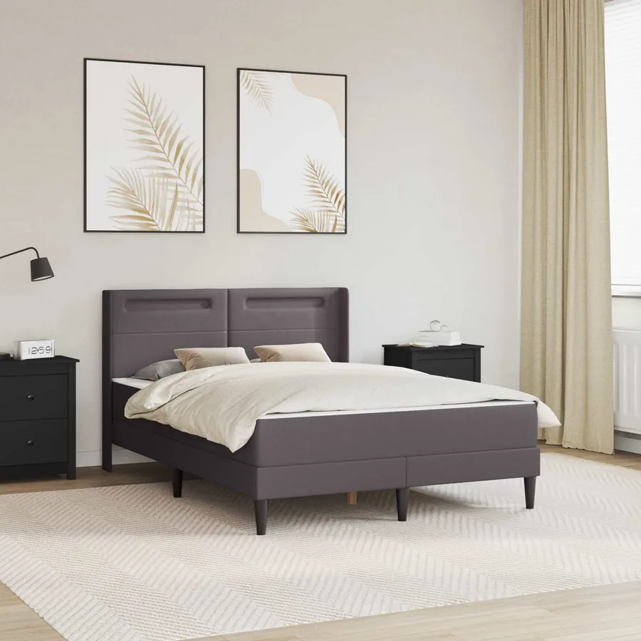 Cadre de lit avec matelas Gris 140 x 190 cm Simili cuir
