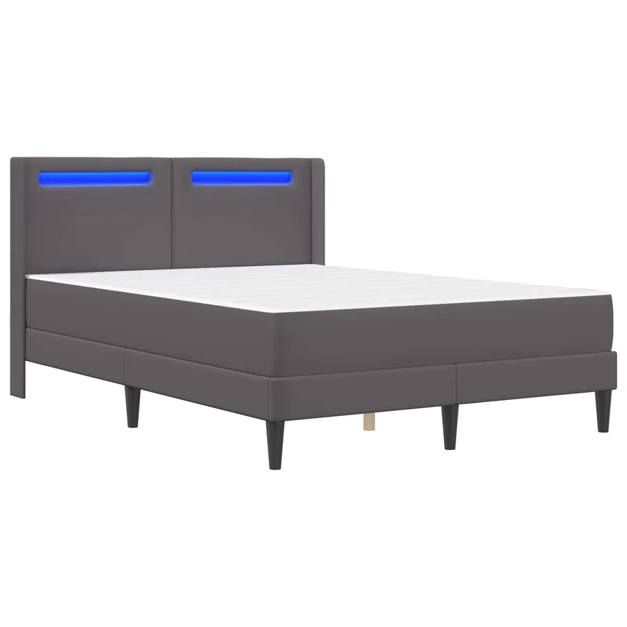 Cadre de lit avec matelas Gris 140 x 190 cm Simili cuir - 5
