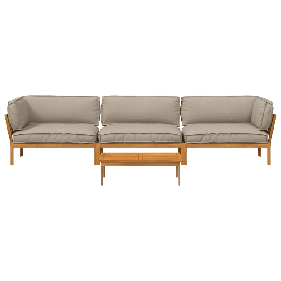 Ensemble de Canapés Uni 4 pcs Taupe Bois d'Acacia Massif - 8