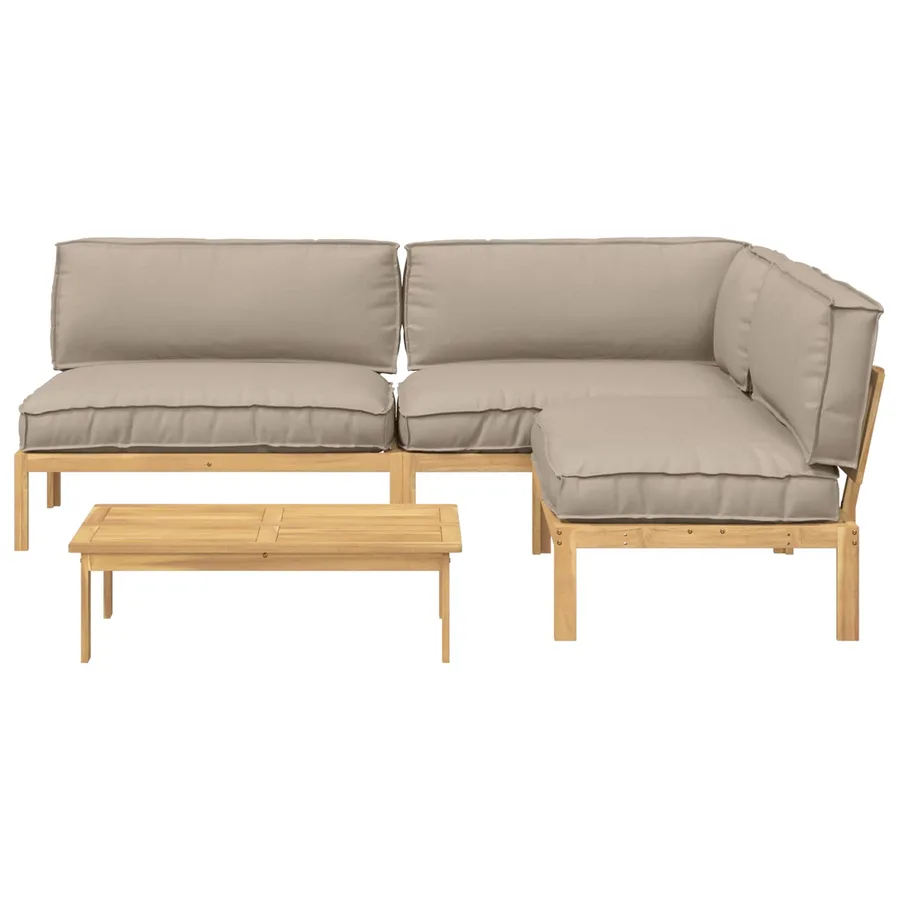 Ensemble de Canapés Uni 4 pcs Taupe Bois d'Acacia Massif - 8