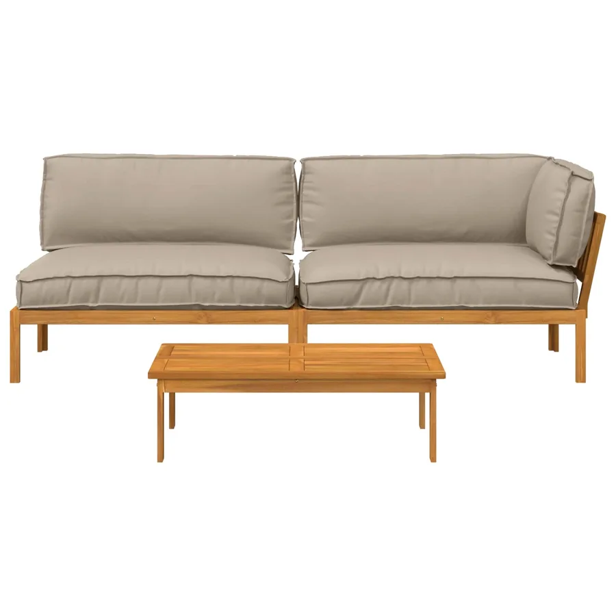 Ensemble de Canapés Uni 3 pcs Taupe Bois d'Acacia Massif - 8