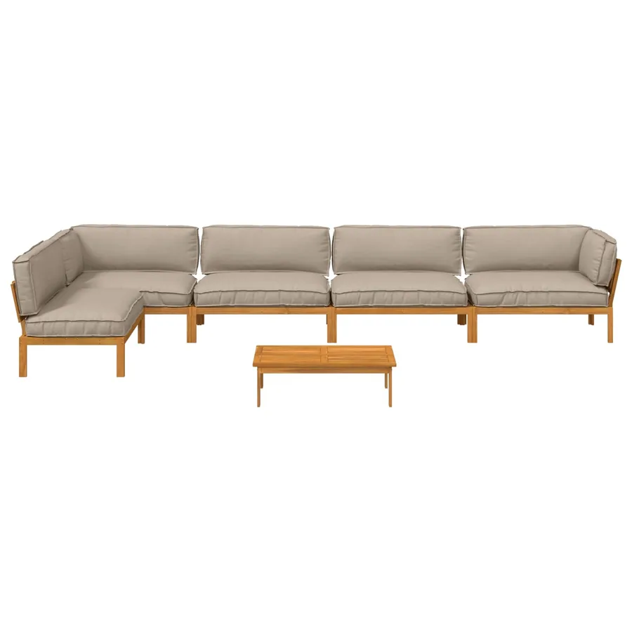 Ensemble de Canapés Uni 6 pcs Taupe Bois d'Acacia Massif - 10