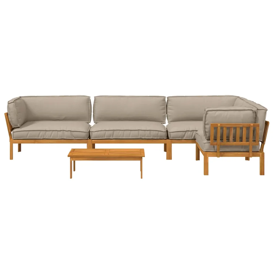 Ensemble de Canapés Uni 5 pcs Taupe Bois d'Acacia Massif - 8