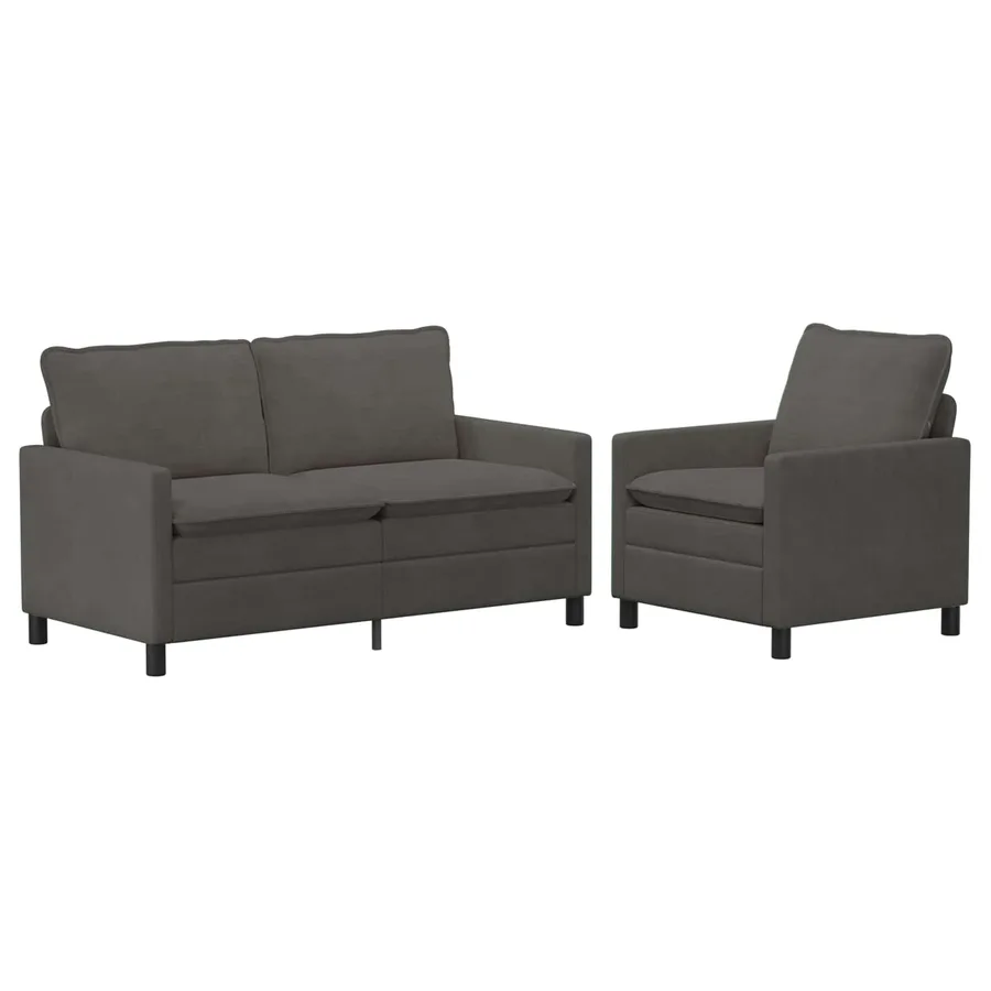 Ensemble de Canapés 2 pcs Gris foncé Tissu - 2