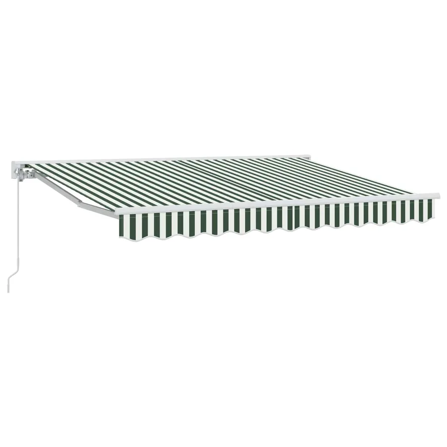Auvent rétractable manuel Vert et blanc 3,5 x 2,5 m - 2
