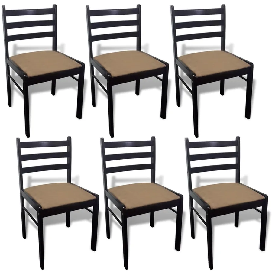 Chaises à manger lot de 6 marron bois solide et velours - 2