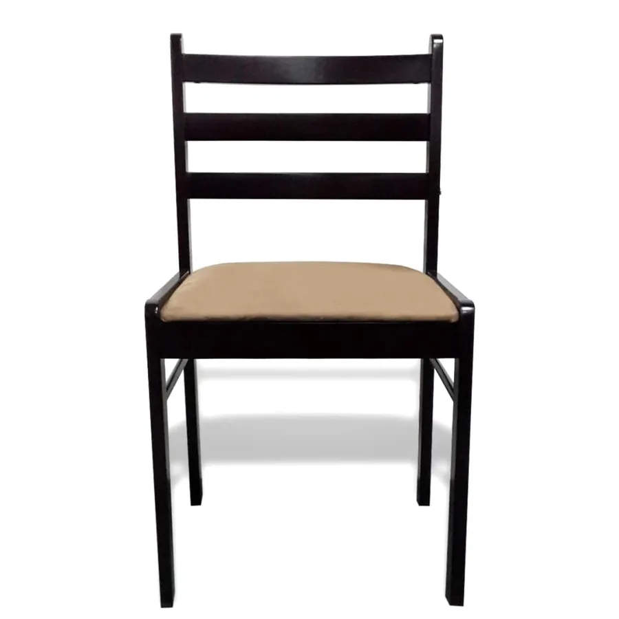 Chaises à manger lot de 6 marron bois solide et velours - 3