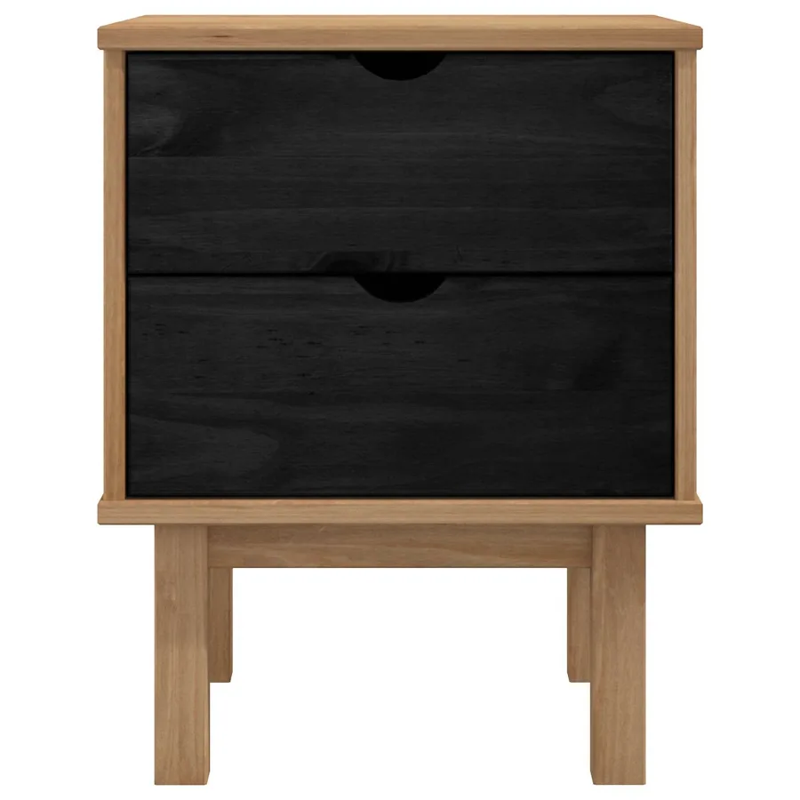 Table de chevet OTTA Noir 45 x 39 x 57 cm Bois de pin massif - 4