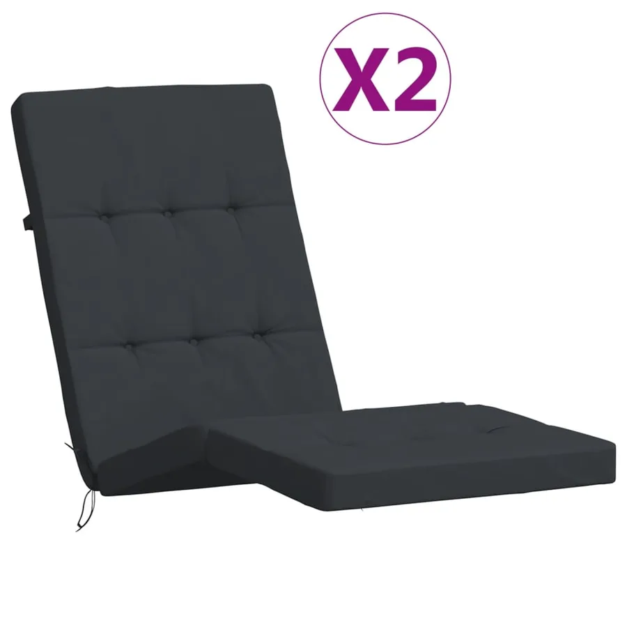 Coussins de chaise longue lot de 2 noir tissu oxford - 2
