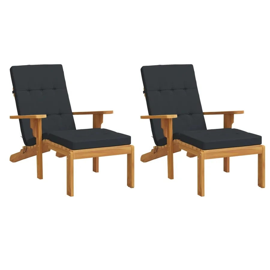 Coussins de chaise longue lot de 2 noir tissu oxford - 3