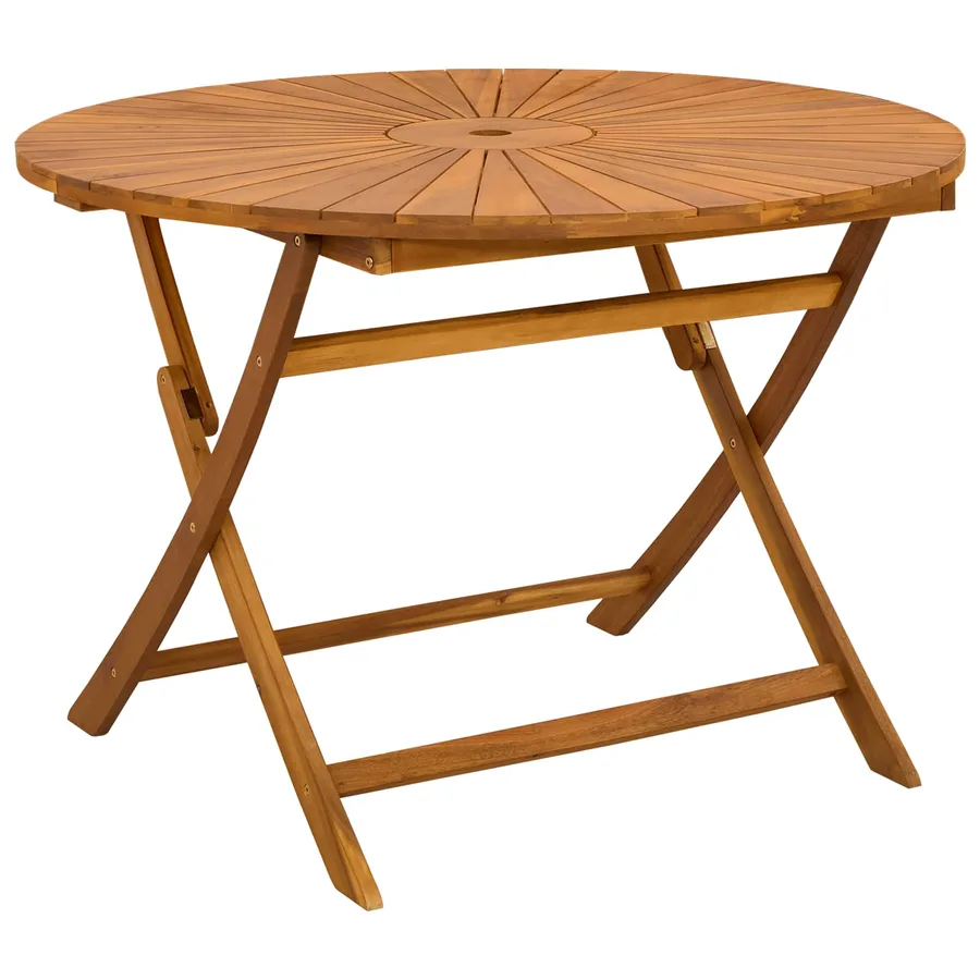 Table de jardin pliante Naturel Ø110 x 75 cm - 5