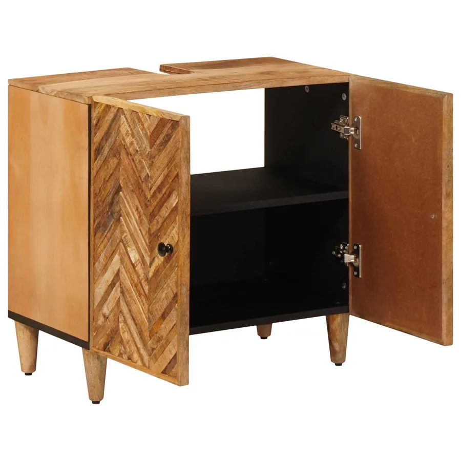 Armoire d'évier Marron 62 x 33 x 58 cm Bois de mangue massif - 2