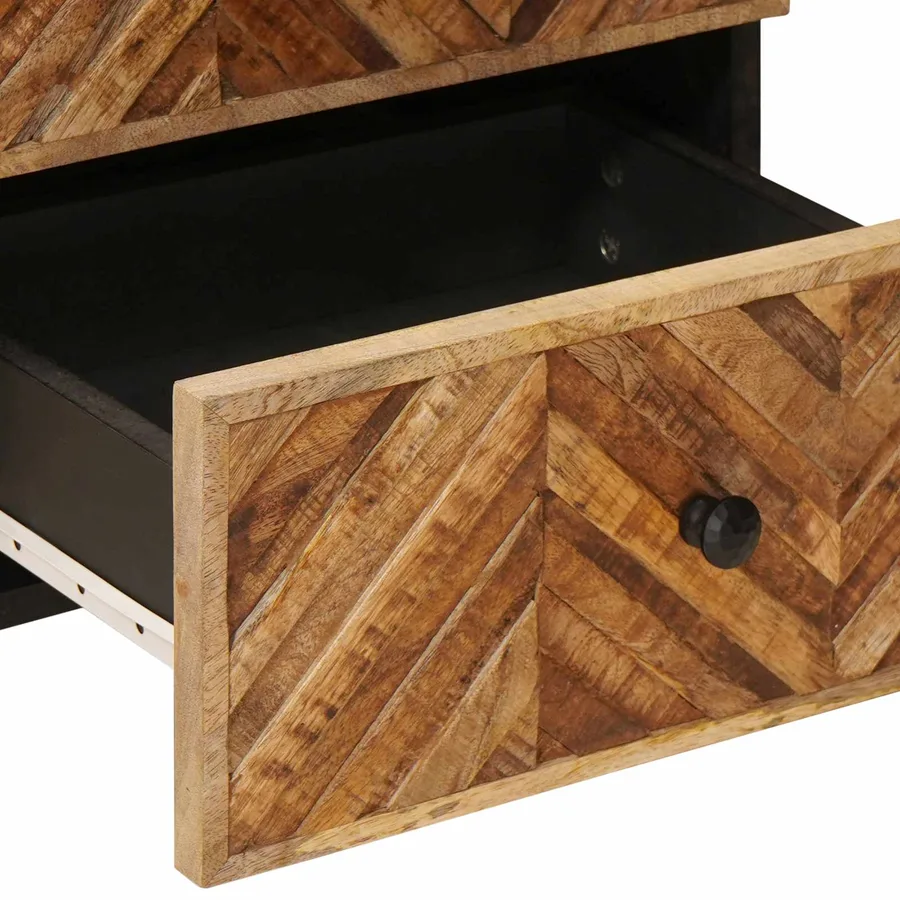 Table de chevet Marron 40 x 33,5 x 46 cm Bois de mangue massif - 7