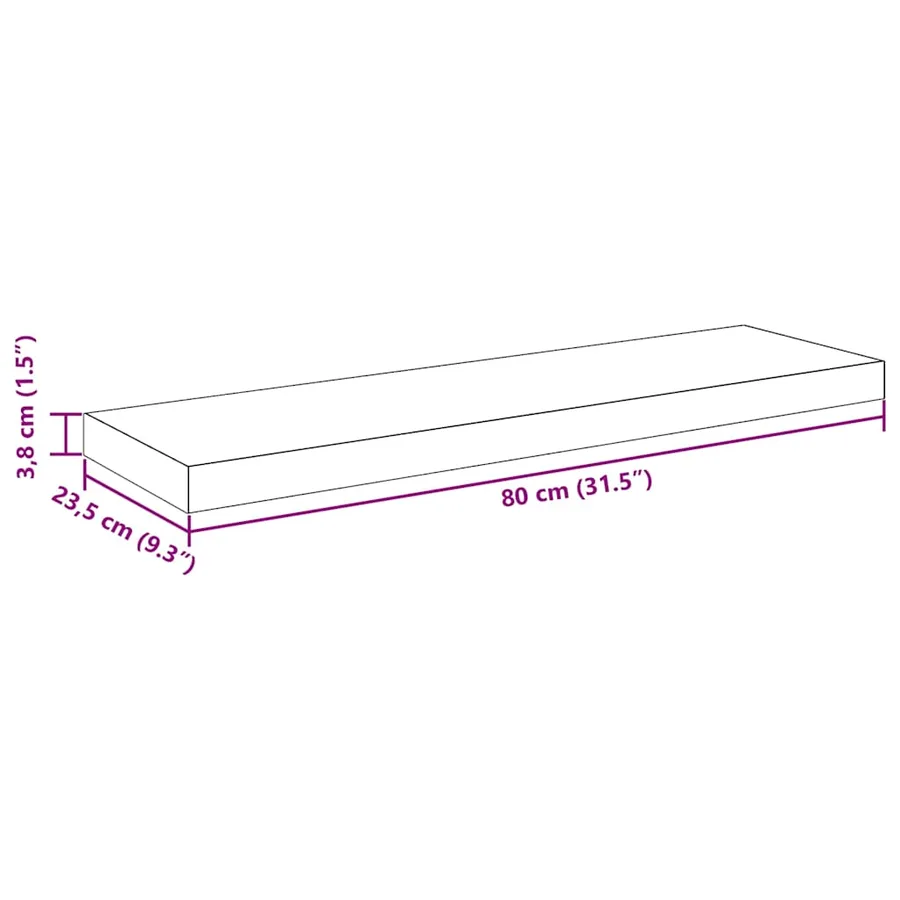 Étagères murales flottantes 4 pcs gris 80x23,5x3,8 cm MDF - 15