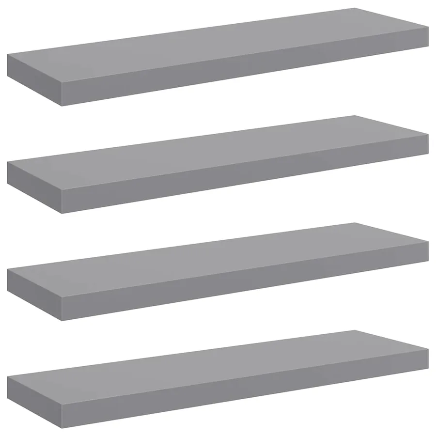 Étagères murales flottantes 4 pcs gris 80x23,5x3,8 cm MDF - 2