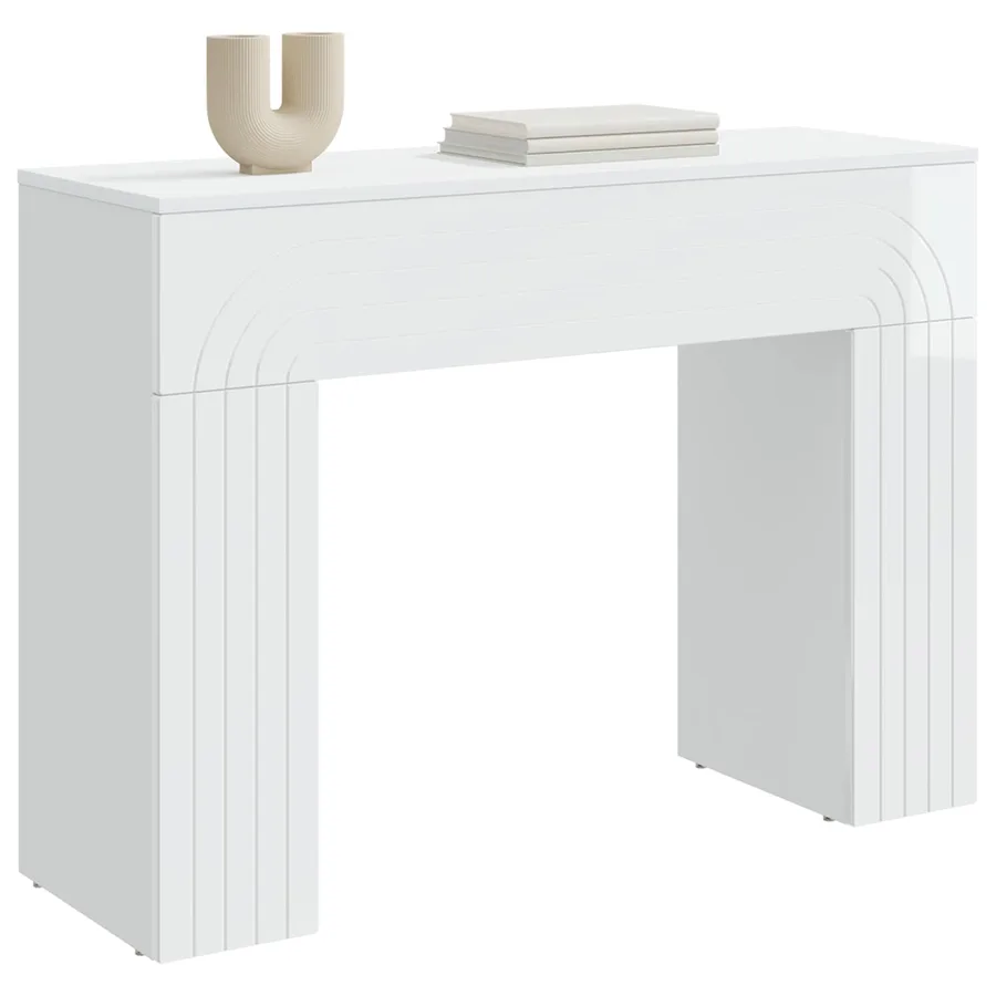 Table basse Blanc brillant 102 x 35 x 75 cm Bois d'ingénierie - 3