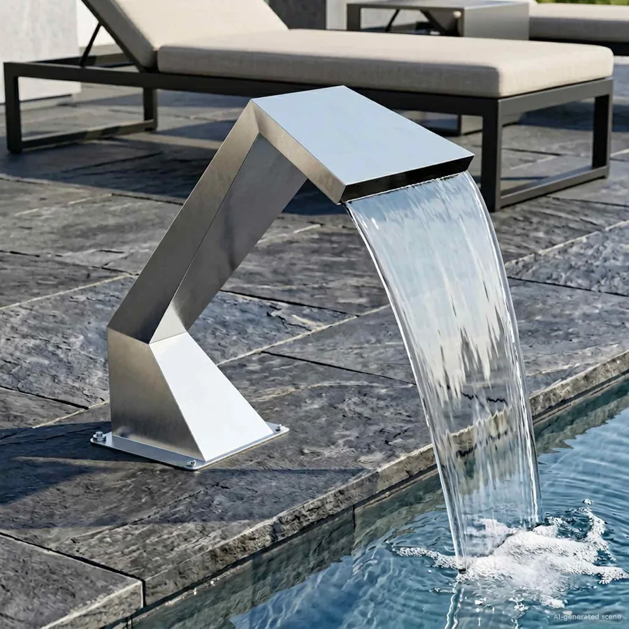 Cascade de piscine avec LED RGB Acier inoxydable Argenté