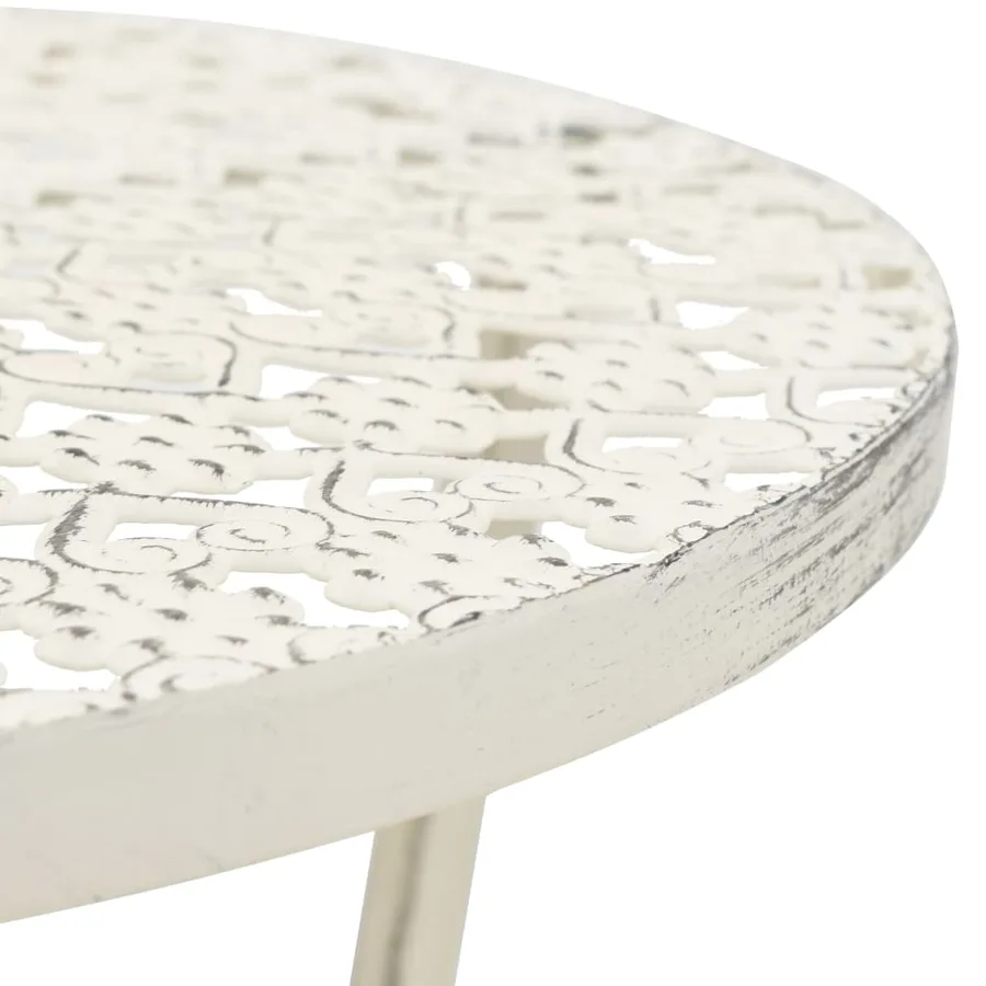 Table de bistro Style vintage Ronde Métal 40x70 cm Blanc - 3
