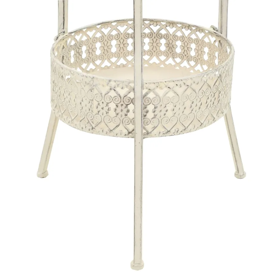 Table de bistro Style vintage Ronde Métal 40x70 cm Blanc - 5