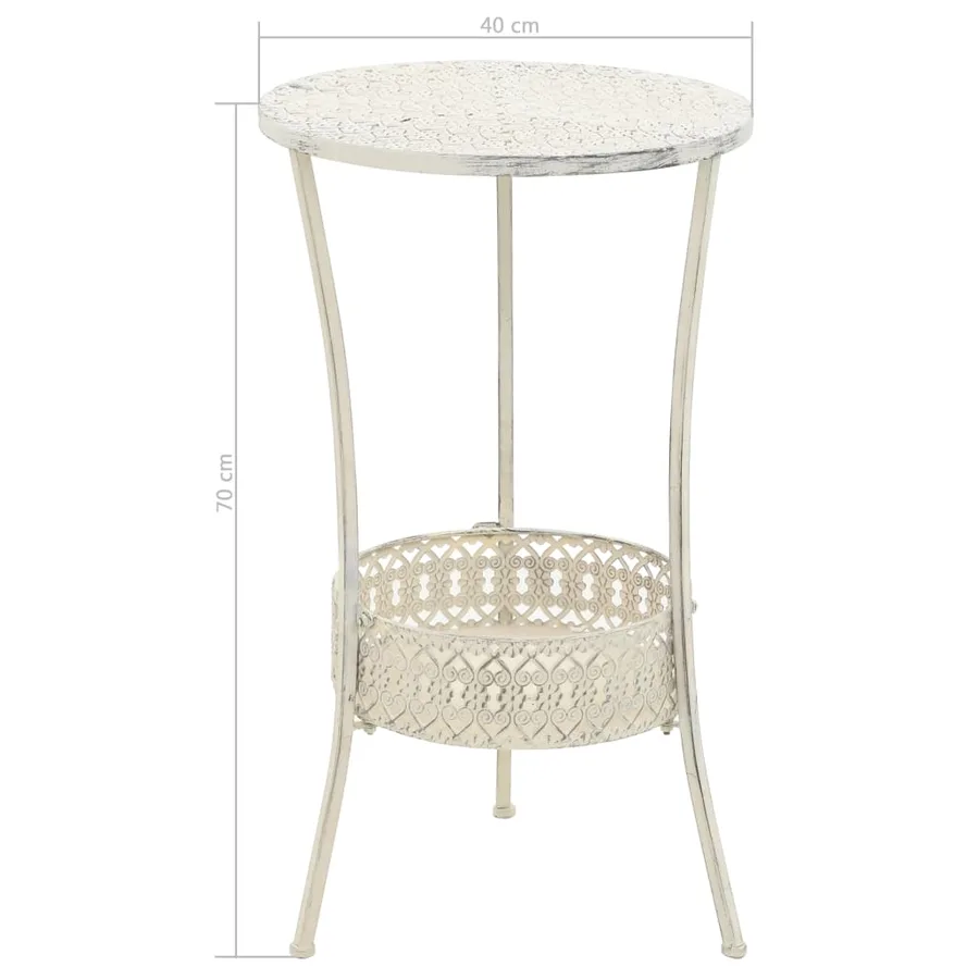 Table de bistro Style vintage Ronde Métal 40x70 cm Blanc - 6