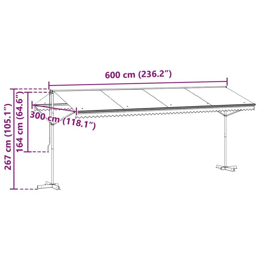 Auvent autoportant Gris 6 x 3 m Polyester - 11