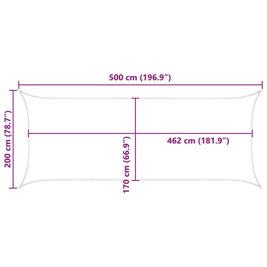 Voile d'ombre Gris clair et blanc 5 x 2 m - 8