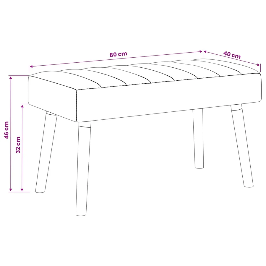 Banc capitonné canal Blanc 80 x 40 x 46 cm Tissu - 9