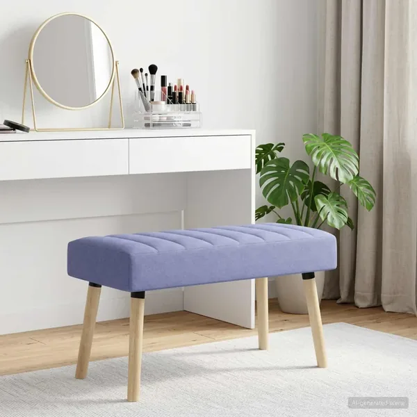 Banc capitonné canal Bleu denim 80 x 40 x 46 cm Tissu