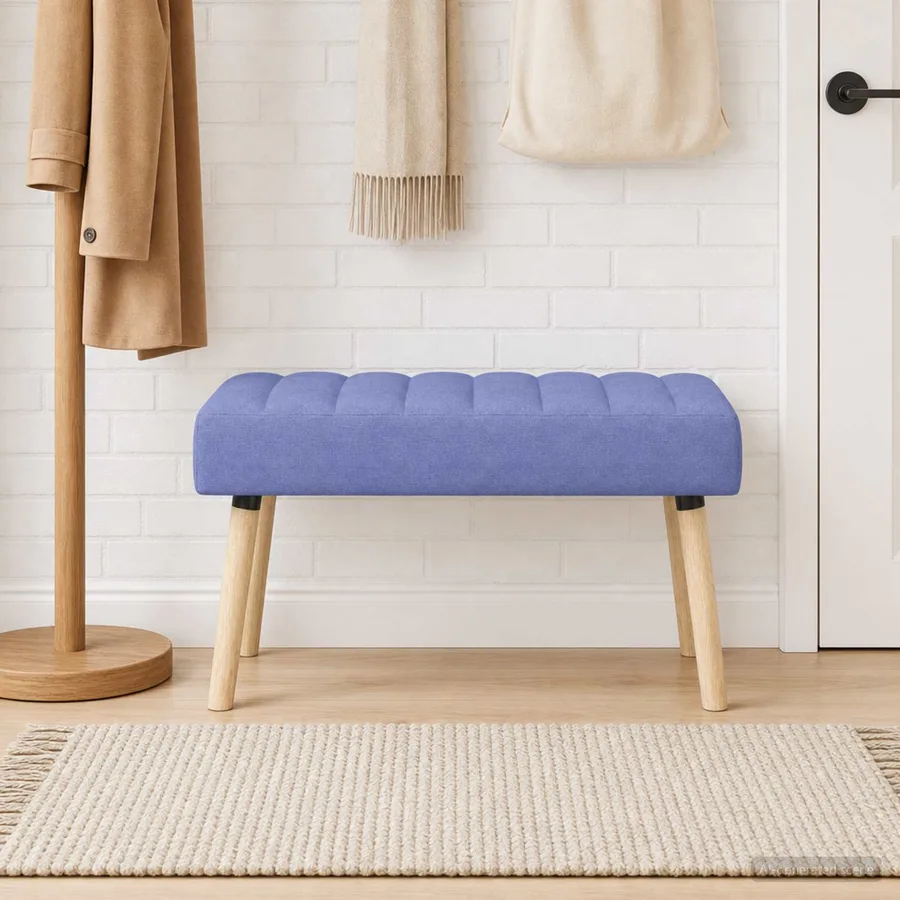 Banc capitonné canal Bleu denim 80 x 40 x 46 cm Tissu - 4