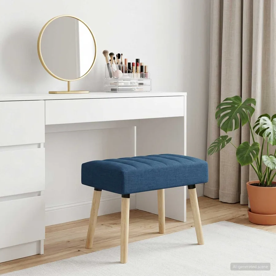 Banc capitonné canal Bleu 60 x 40 x 45 cm Tissu - 3