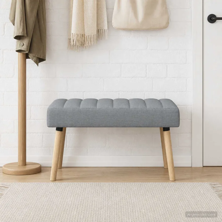 Banc capitonné canal Gris clair 80 x 40 x 46 cm Tissu