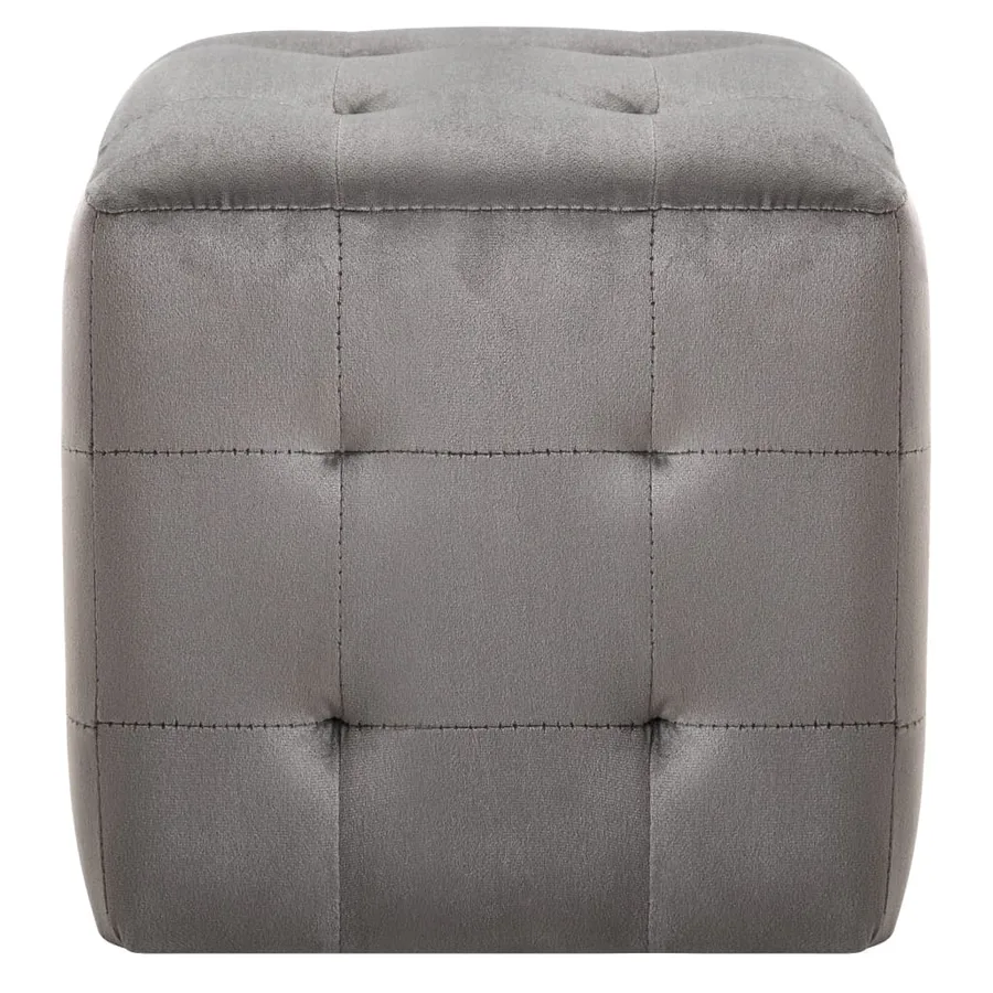 2 pcs Tables de chevet Gris 30x30x30 cm Tissu velours - 3