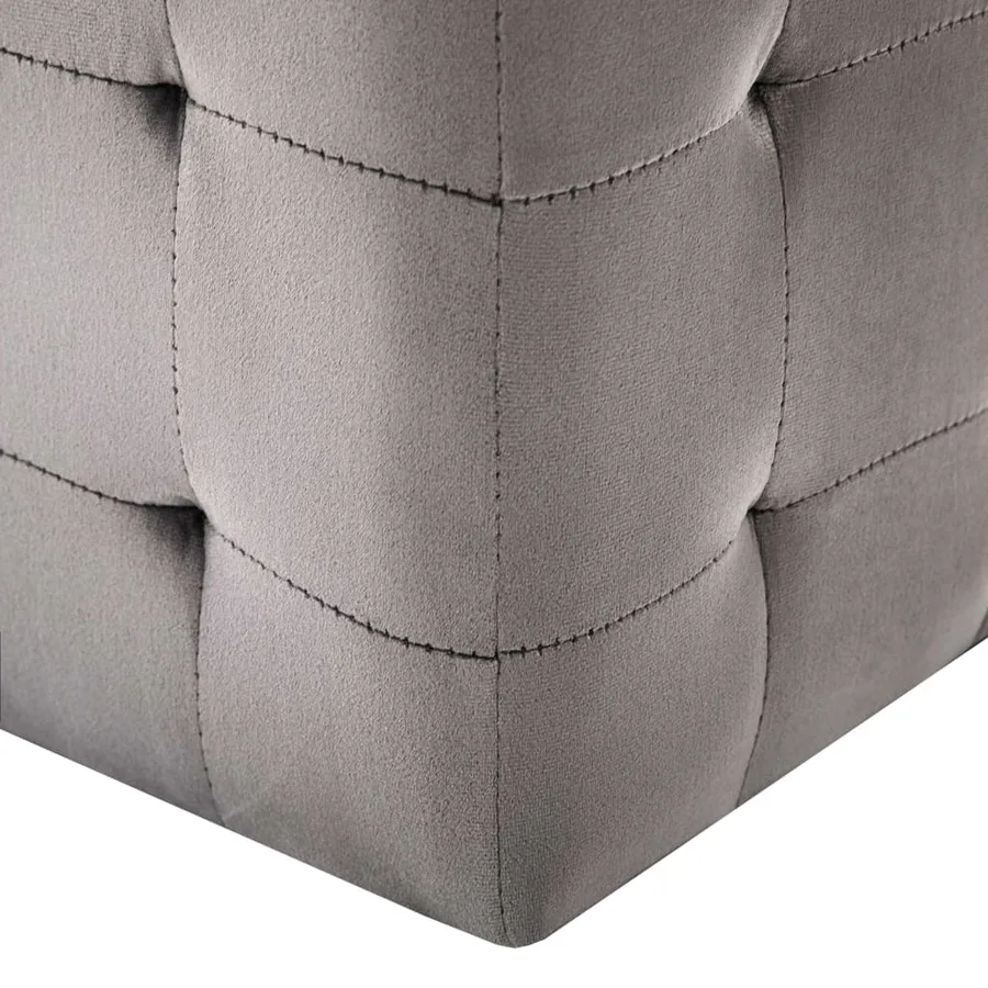 2 pcs Tables de chevet Gris 30x30x30 cm Tissu velours - 5