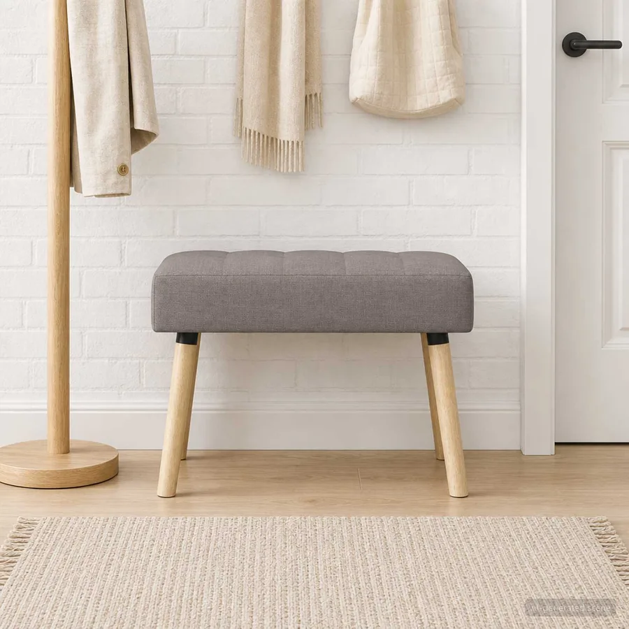 Banc capitonné canal Taupe 60 x 40 x 45 cm Tissu - 3