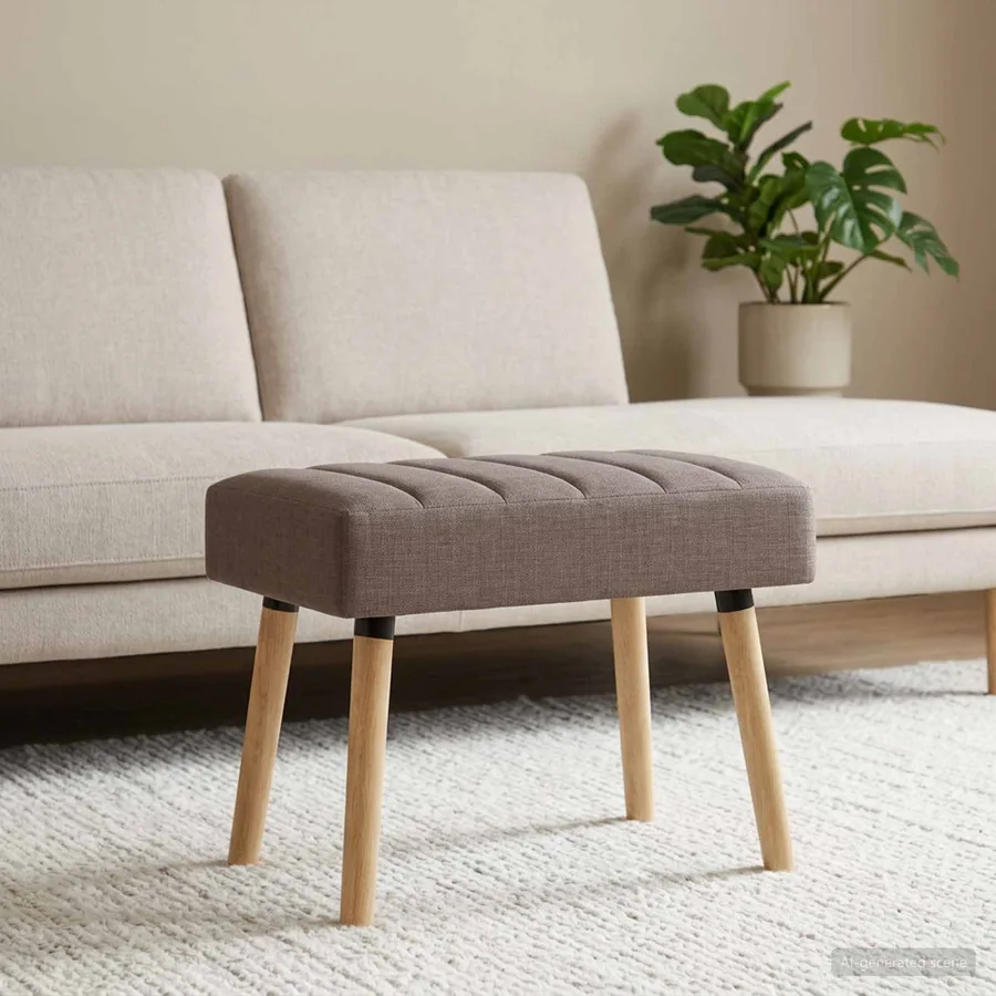 Banc capitonné canal Taupe 60 x 40 x 45 cm Tissu - 4