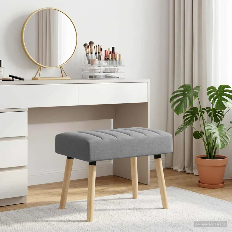 Banc capitonné canal Gris clair 60 x 40 x 45 cm Tissu
