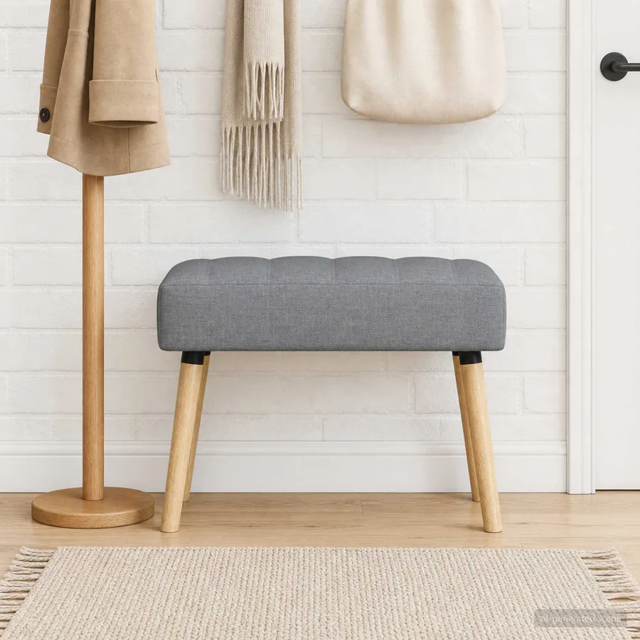Banc capitonné canal Gris clair 60 x 40 x 45 cm Tissu - 4