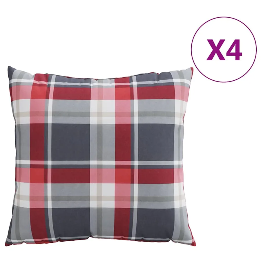 Coussins de canapé 4 pcs motif à carreaux rouges 60 x 60 cm en tissu - 2