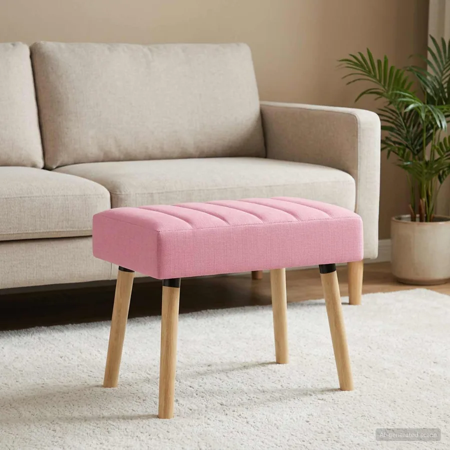 Banc capitonné canal Rose 60 x 40 x 45 cm Tissu