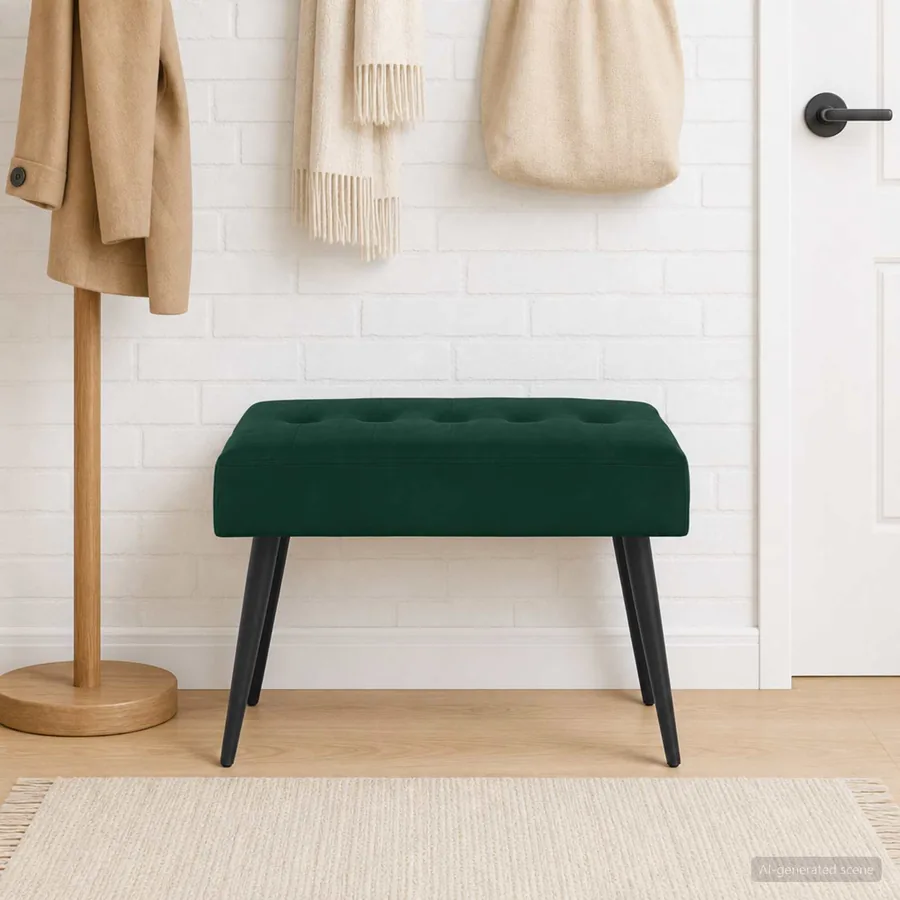 Banc avec capitonnage bouton Vert foncé 60 x 40 x 45 cm Velours