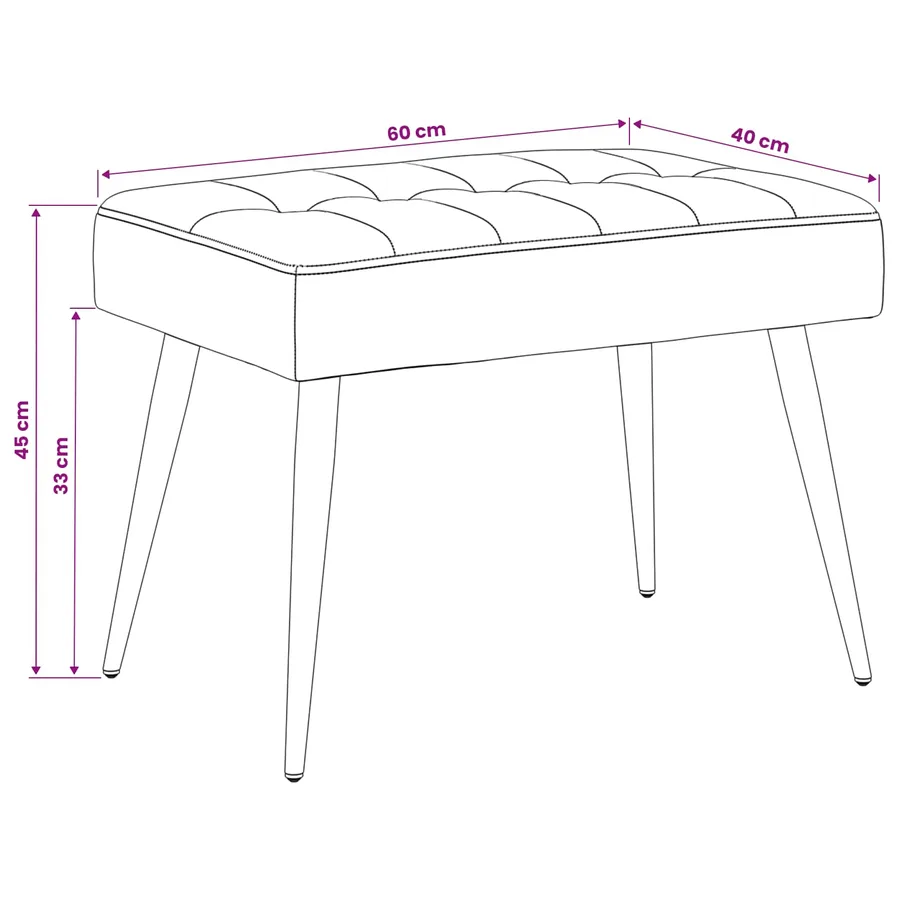 Banc avec capitonnage bouton Gris clair 60 x 40 x 45 cm Velours - 9