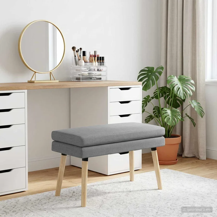 Banc à double couche Gris clair 80 x 40 x 47 cm Tissu - 3