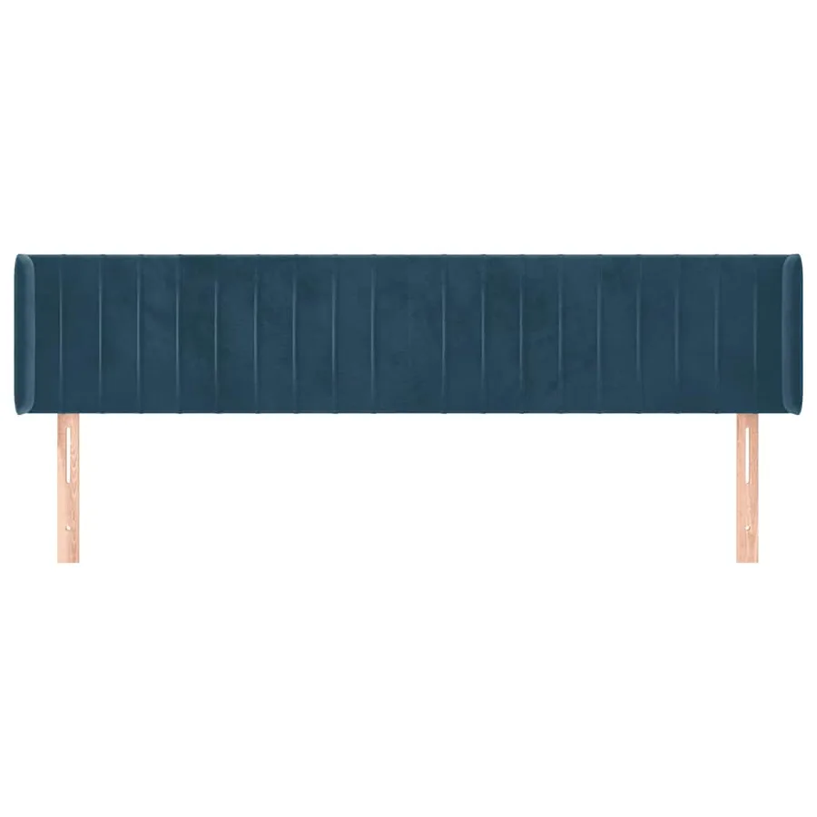 Tête de lit avec oreilles Bleu foncé 203x16x78/88 cm Velours - 3
