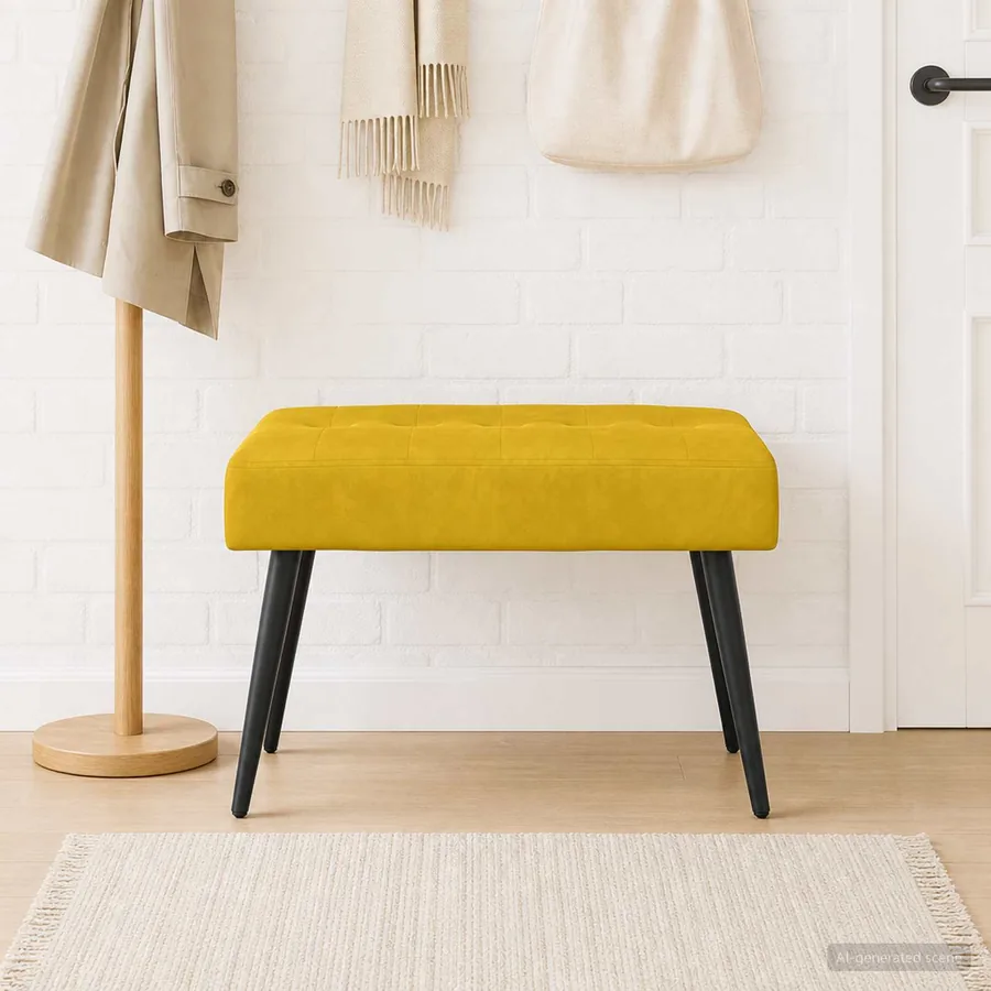 Banc avec capitonnage bouton Jaune 60 x 40 x 45 cm Velours