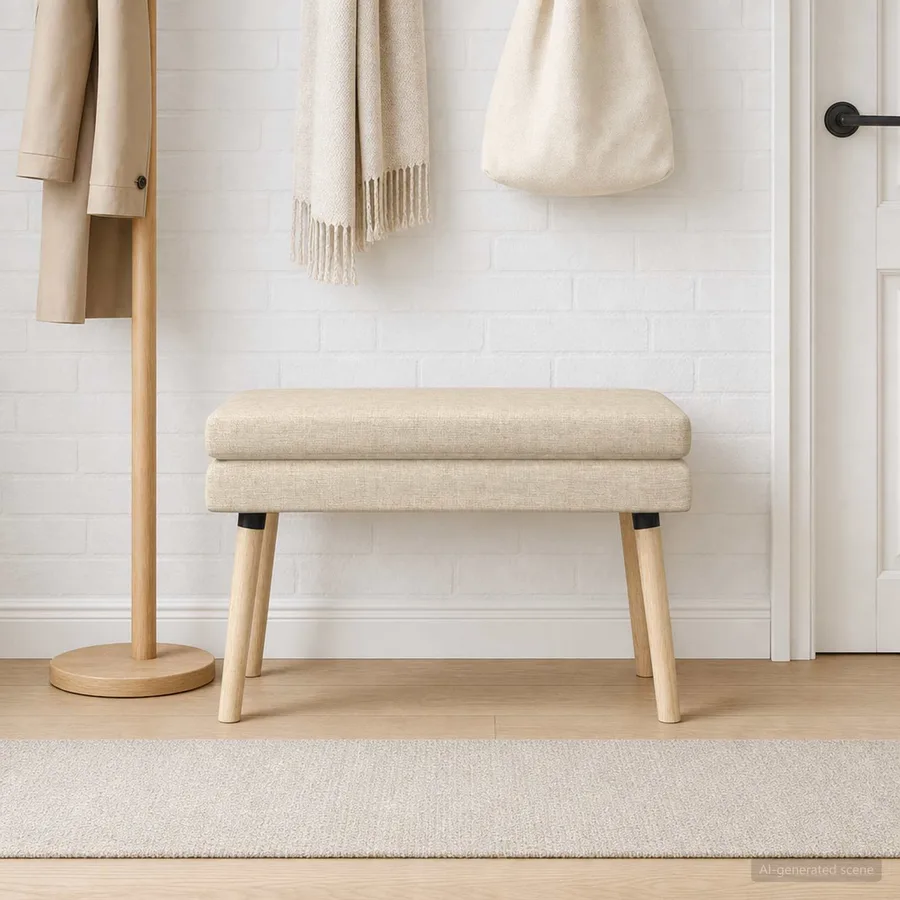 Banc à double couche Crème 80 x 40 x 47 cm Tissu - 4