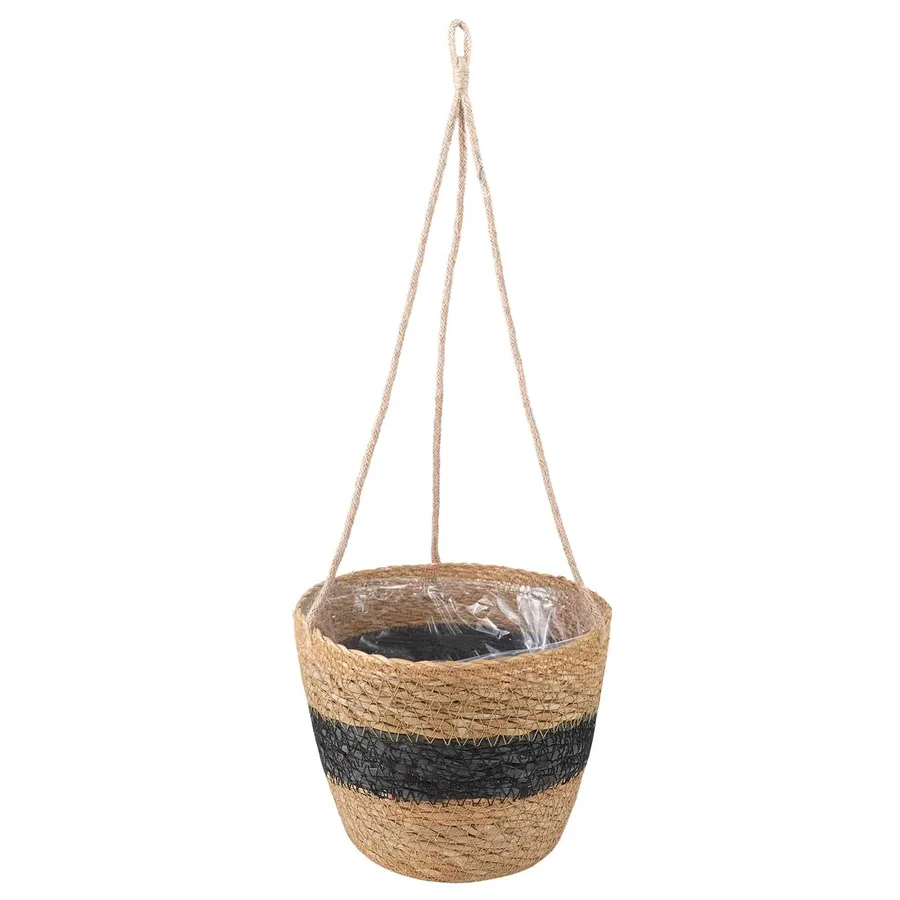 Paniers à plantes en herbe de mer 3 pcs Naturel et noir - 3